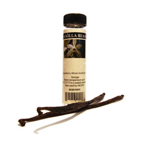 Vanilla Beans in Vial. (Container Measures 1" Diameter x 4" High)
