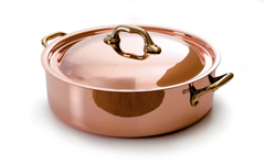 Paderno Copper Cookware with Stainless Steel Interior, 2 Qt. Rondeau, 7 7/8"dia. x 2 3/8"D