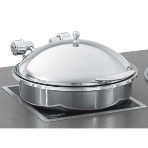 Vollrath Induction Chafer, Large Round, 6 Qt. (5.8 L), Stainless Steel Trim  W/ Stainless Food Pan