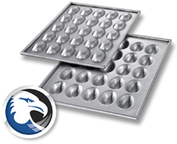 Easter Egg / Football PAN SET (2 Pc, Top & Bottom), 25 Cavities Each Pan of Set; Each Cavity 2-1/2" L x 1-5/8" W x 1-9/16" H
