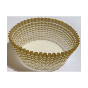 Novacart Round Paper Cup, Gold-Patterned Outside, 1-3/4" Base Diameter, 7/8" Deep, Box of 2000 Pieces
