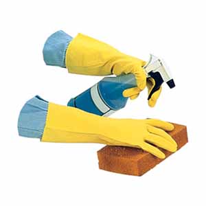 Flock-Lined Latex Gloves, 1 Pair, Large