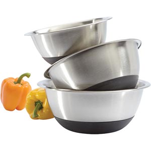 3-piece Non-skid Silicone-bottom Bowl Set: 2 qt., 4 qt. and 6 qt.