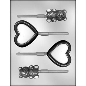 CK Products CK Products 90-1224 Bears-and-Hearts Sucker Plastic Chocolate Mold