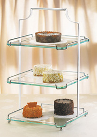 CALMIL TIERED TRAY - CHROME FRAME - 10''SQUARE X 18H