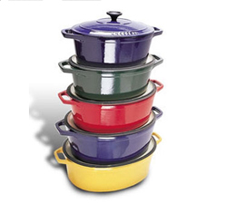 Chasseur Enamel Cast-Iron 8 Qt. Oval Dutch Oven 13 3/4 x 10 1/2 x 4 3/4D