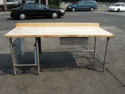 Butcher Block Wood Top Table Used Good Condition
