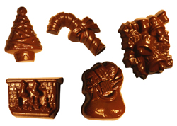 Chocolate Mold: Christmas-Eve Living Room, 15 Cavities: 5 Shapes, 3 of Each