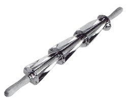 Croissant Cutter - 3 Section - Stainless Steel with Wood Handles - Cuts: 4" x 6"