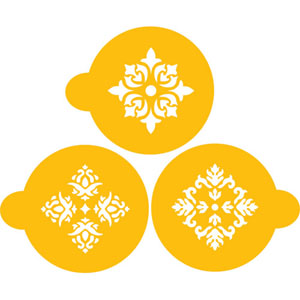 Designer Decorating Stencil Four point Rosettes, fits within a 2.75 circle