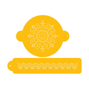 Designer Decorating Stencil VICTORIAN CIRCLE SET, The cake top is a 6 circle and the cake side measures 1.25H x 12W.