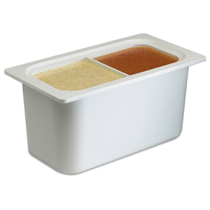 San Jamar Chill-It Food Pan, 1/3 Size Divided, White