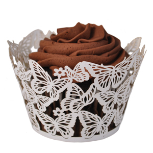 Butterflies Cupcake Wrapper, White