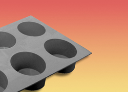 Elastomoule, Silicone Mold Portion Muffins, 2 3/4" diam. x 1 1/4" height, 6 per sheet