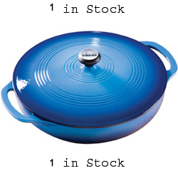 Lodge Enameled Cast-Iron 3-Quart Covered Casserole, Caribbean Blue