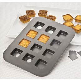 Chicago Metallic Lift & Serve Single Fluted Squares Nonstick Pan, 1-3/4 square x 3/4 deep