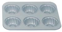 FLUTED PAN, 6 Cavities per pan. Overall pan size: 13.75 x 10.5"