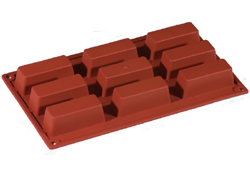 Flexible Bakeware: Cake 3 x 1-1/8 x 1-1/8 High, 9 Cavities