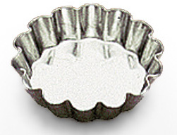 Petit Four Mold Fluted Round Tinned Steel 2" Diam. Flat Bottom