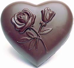 Chocolate Mold: Heart w/Roses 101 mm x 105 mm.  4 cavities