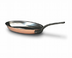 Copper Oval Frying Pan, 14 1/4" length, 1/32" height, 8 5/16" width