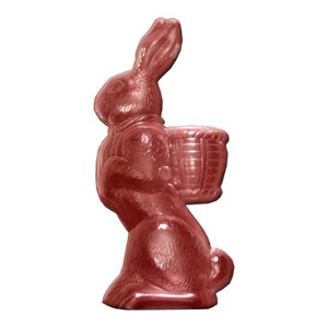 Polycarbonate Chocolate Mold: Standing Rabbit with Basket on Back, 2 Pc (Front and Back)