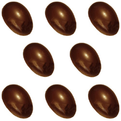 Chocolate Mold Egg 2-7/8". 8 Cavities. 1 pc. mold. Each mold makes half eggs. Buy 2 molds to make solid eggs
