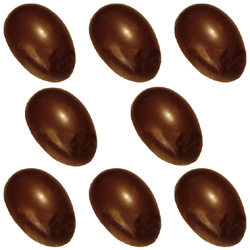 Polycarbonate Chocolate Mold Half-Egg 3-7/8 x 2-5/8 x 1-1/4 High, 8 Cavities Buy 2 Molds to Make Whole Eggs