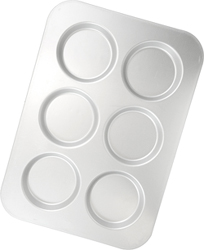 Muffin Top/Crown Pan, 6 Cavities 4" Top Diameter, 3-1/2" Bottom Diameter, 1/2" Deep