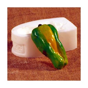 Silicone Rubber Mold. Small Pepper. 2.25", Marzipan