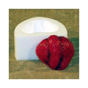 Silicone Rubber Mold. Strawberry. Size: 1.75" x 1.25", Marzipan