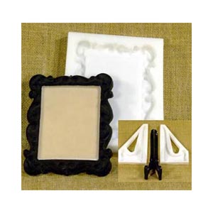 Rubber Silicone Mold Frame Set. Size 5.25" x 4.25" x 1/4" deep. Includes 2 Stands for Frame