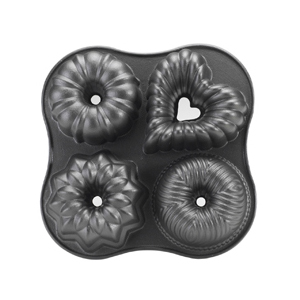 Nordicware Quartet Pan, Four 2 1/4 cup mini bundt shapes in one! Original Bundt, Star Bundt, Elegant Heart, & Bavaria Bundt.