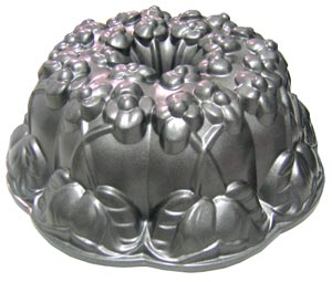 Nordicware Violet Pan Overall size of pan: 9.5"x4" deep.  Made of Heavy Cast Aluminum with Non Stick Coating.