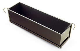 Pate Terrine Mold Non-Stick tinned steel with hinges. Size: 12" x 2-1/2" x 3".