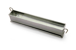 Mini Pate Terrine Mold with hinges. Size: 20" x 1-3/4" x 2-1/4". Made of tinned steel