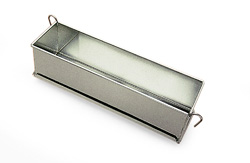 Pate Terrine Mold with hinges. Size: 20" x 2-1/2" x 3". Made of tinned steel