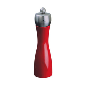 Peugeot Fidji Wood Salt Mill, 20cm-8.25"  Color: Red Laquer