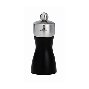Peugeot Fidji Wood Salt Mill, 12cm-4.75"  Color: Black Matte