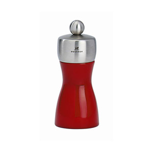 Peugeot Fidji Wood Pepper Mill, 12cm-4.75"  Color: Red Lacquer