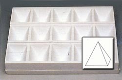 Pyramid Production Mold 4 oz. Each Pyramid: 2.75"x2.75" x 2-3/8" deep. 15 cavities per tray