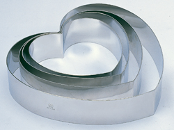 Heart Cake Rings, 3" x 3" x 1 3/8", Stainless Steel 18 (ga)