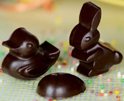 Silicone Chocolate Mold: Easter Shapes, 30mm x 43mm x 16mm Deep, 14 Cavities, Total Volume 88 Milliliters