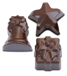 Silicone Chocolate Mold: Seasonal Shapes Averaging 34mm x 34mm x 18.5mm High, Total Volume 96 Milliliters
