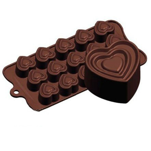 Fat Daddio's Fat Daddio's Silicone Chocolate Mold: Triple Heart, 15 Cavities
