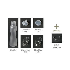 32 oz. Salad Dressing Bottle Set, Set includes 2 Bottles and 8 Lids