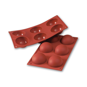 Flexible Bakeware: Hemisphere 2.7 Oz, 2.76 diam. x 1.38 Deep,  6 Cavities