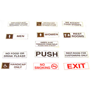 3" x 9" Sign, Adhesive Plastic-Coated Paper, Sold by the Piece�Quantity Limited