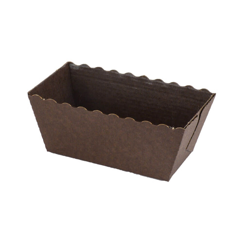 Novacart Dark Brown Easybake Paper Baking Mini Loaf Pan, 31/8 x 19/16 Base x 15/8 High, Pack