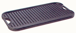 Lodge Logic Prof. Seasoned Cast Iron Griddle. 10-1/2" X 20". Reversible: Flat  and ribbed